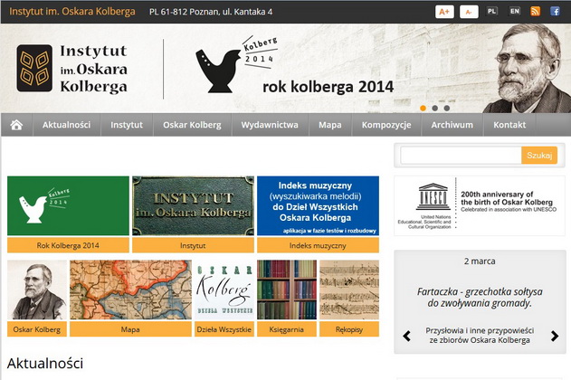 Nowa strona internetowa o Oskarze Kolbergu - miniatura